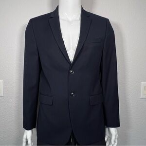 Topman Men’s 44R Navy Slim Fit Blazer Suit Jacket 2 Button Formal Modern EUC